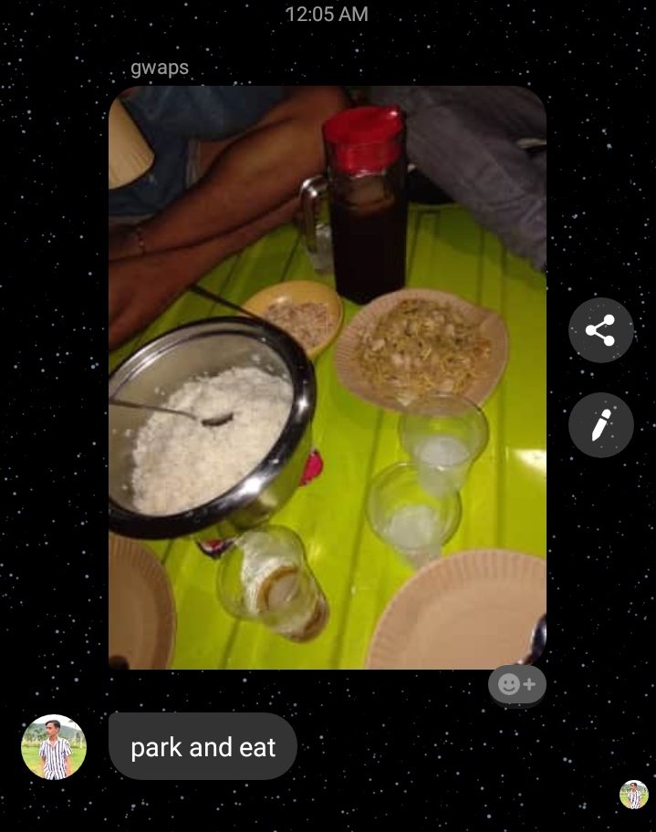 MatyuLlarenas's tweet photo. Park and eat yall HAHAHHA mga waray mahimo pag friday #NoToInom @mike_obera @jo_khent @ jan nino https://t.co/zSlVzw9he8
