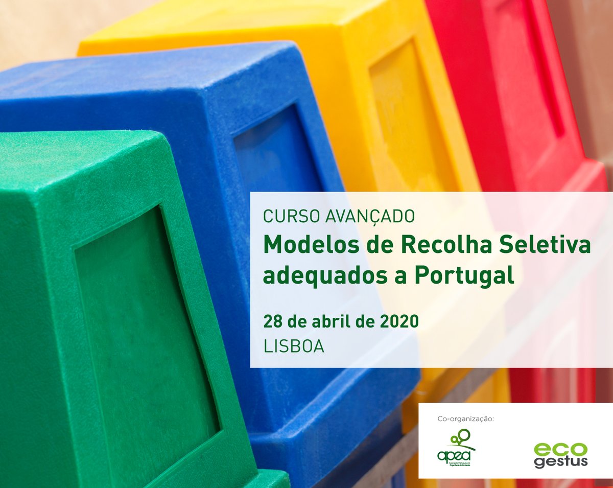 APEA1985's tweet photo. CURSO AVANÇADO (nova edição) - Modelos de Recolha Seletiva adequados a Portugal | 28 de Abril de 2020 | Lisboa.

As inscrições já estão abertas. Poderá obter mais informações em https://t.co/H9Mbn8TJzV. https://t.co/2u0zljq0Py