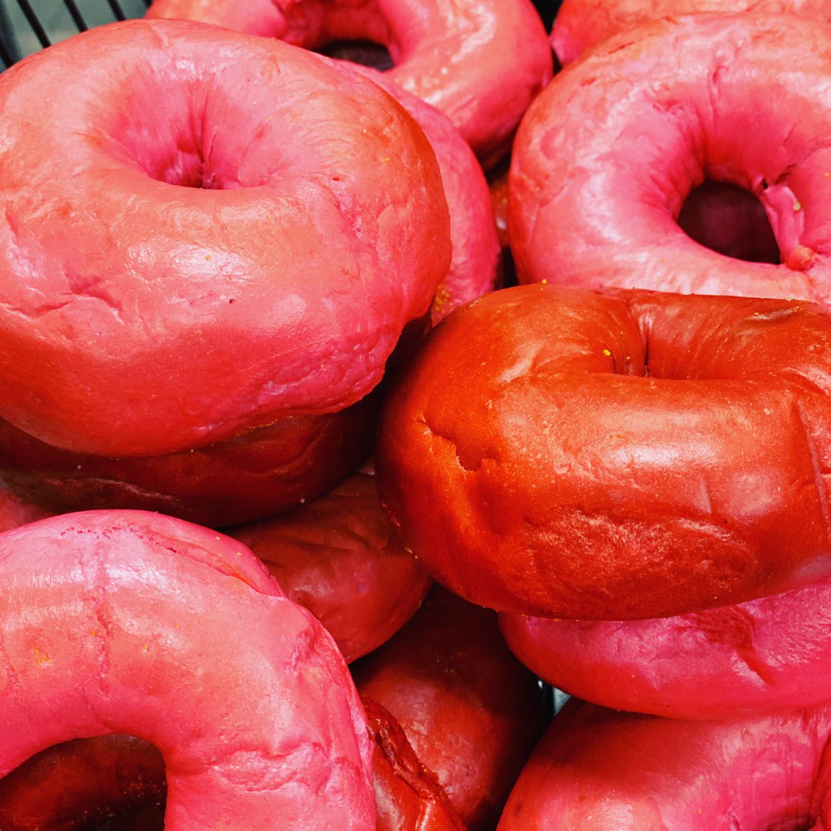 bagelmanct's tweet photo. VALENTINES DAY is next Friday!  Grab some RED and PINK bagels from Bagelman this weekend, and all next week!  #DanburyCT #BrookfieldCT https://t.co/IHYfvRrdJG