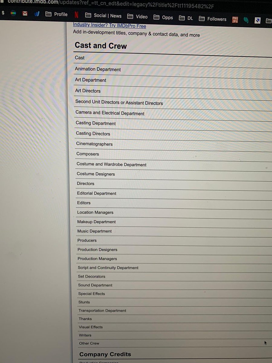 How have I only just noticed that choreographers don’t get credited on <a href="/IMDb/">IMDb</a>? Am I just late to the party? Why isn’t this being talked about? #creditartists #choreographers #filmcredit