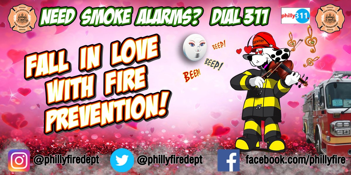 PhillyFireDept's tweet image. Is your sweetheart smokin' hot? Then make sure they have SMOKE ALARMS for Valentine's Day! Just contact @philly311 -- because fire is everyone's fight.