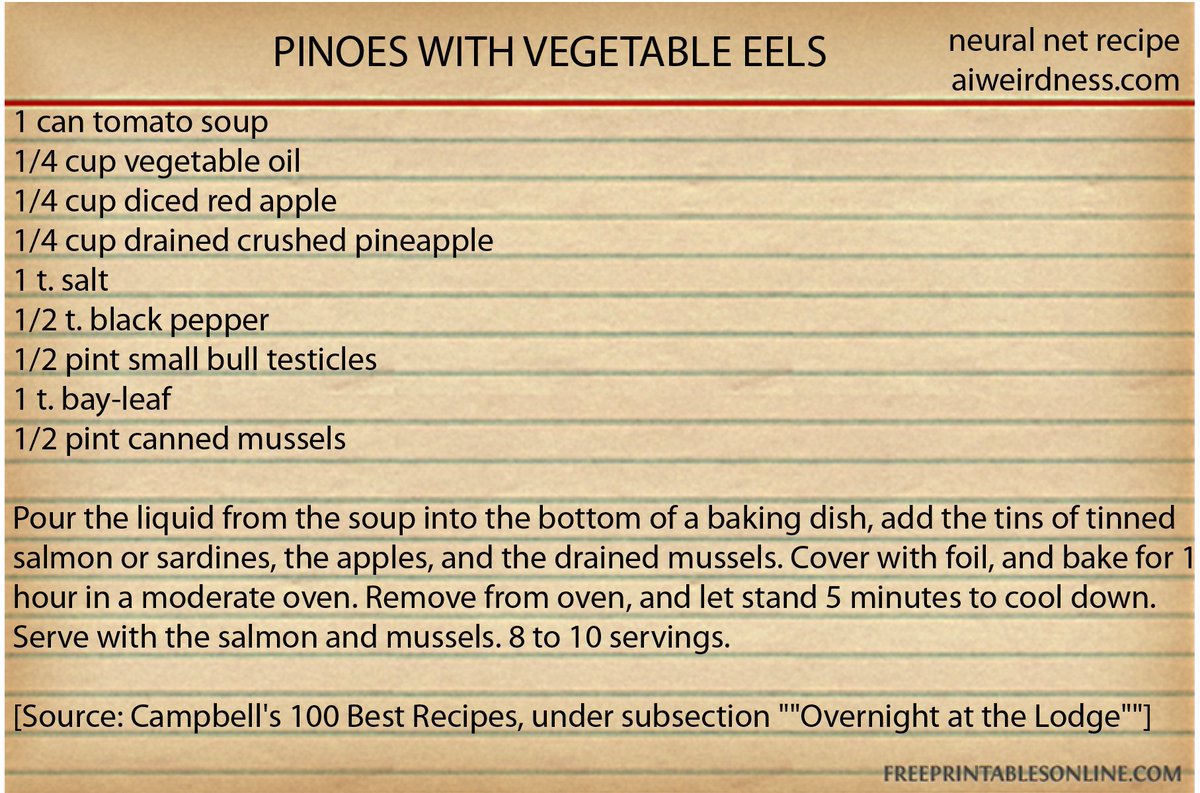 Here is another AI eel recipe. The title is misleading.Unfortunately that's not a good thing.