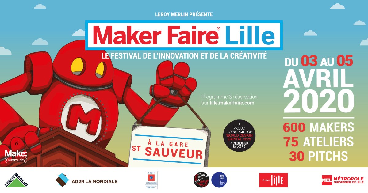 {𝔹𝕚𝕝𝕝𝕖𝕥𝕥𝕖𝕣𝕚𝕖} #MakerFaireLille #MFL20
+ de 600 #makers passionnés vous donnent rdv à #Lille à l’occasion de sa 4e édition ! #lille2020 
🗓3-4-5 avril 2020
📍Gare St Sauveur
Pour prendre votre billet, c'est par ici 👉bit.ly/2OIT5IU
#EconomieCirculaire #DIY
