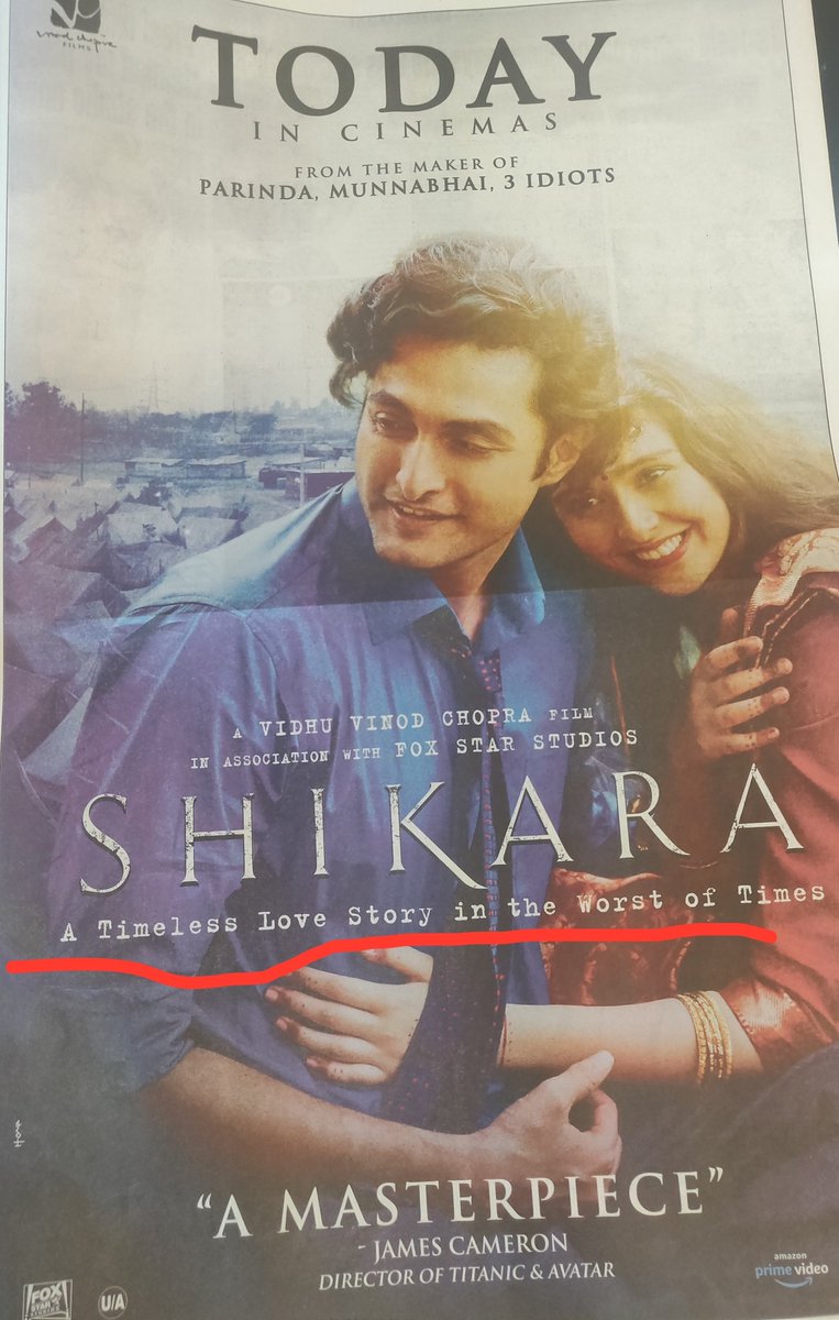 IPrabhakarSP's tweet photo. कश्मीरी पंडित पे जो बीती वो दिखाने के लिए कलेजा चाहिए Vidhu Vinod Chopra
#Shikara जब पोस्टर आया तब title से लगा Movie कश्मीरी पंडितों के दर्द को दिखाया जाएगा,जिहाद दिखाया जाएगा
#KashmiriPandits का दर्द समझने के @VVCFilms आपको 70 जन्म लंगेगे
#BoycottShikara
#VidhuVinodChopra https://t.co/DAA9kJ9RJE