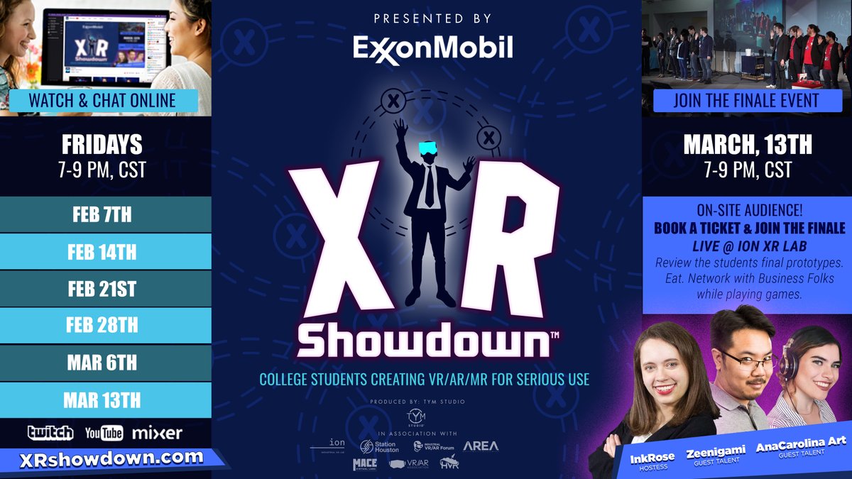 Abacus3_'s tweet photo. Ready to join with me as I cheer on college students as they create VR/AR/MR projects during the XR Showdown™? Starting Friday night, February 7th, 2020, from 7-9PM CST, join the live-stream on YouTube, Twitch or Mixer. Go to https://t.co/6YzaI3DYDn to sign up for show alerts. https://t.co/4UrlRI9utM