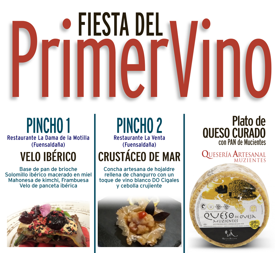 <a href="/CATADELVINOcom/">CatadelVino .com</a> <a href="/BSinforiano/">Bodegas Sinforiano</a> <a href="/VinosMucy/">Bodegas Mucy</a> <a href="/Salvueros/">Bodegas Salvueros</a> <a href="/RutaVinoCigales/">Ruta del Vino Cigales</a> @Callejoncante <a href="/lafiloxera/">la filoxera</a> <a href="/MundoTurismoRur/">Mundo Turismo Rural</a> En la Carpa climatizada también podrás probar los pinchos elaborados por <a href="/DamadelaMotilla/">RteLaDamadelaMotilla</a> y La Venta de <a href="/AytoFuensaldana/">Ayto.Fuensaldaña</a>, ganadores del concurso de pinchos "Al Cigales 2019" de <a href="/RutaVinoCigales/">Ruta del Vino Cigales</a> y <a href="/Quesomucientes/">Queseria Mucientes</a>