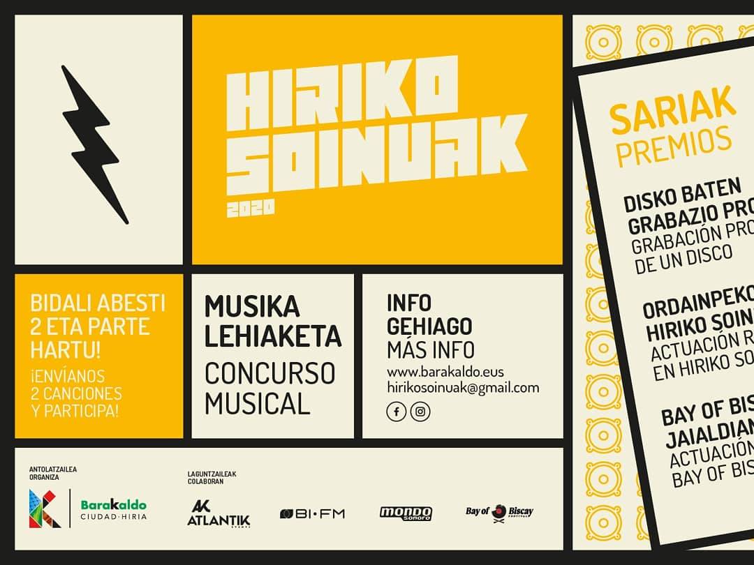 Bandas ganadoras de la 2a ed #HirikoSoinuak actuarán con El Drogas en un festival gratuito el 9 d mayo
Entre los premios destacan la grabación,producción y masterización de un disco en los estudios de Gaua Producciones y la actuación en Bay Of Biscay Festival 2020
<a href="/amaiadelcampo/">Amaia del Campo</a>