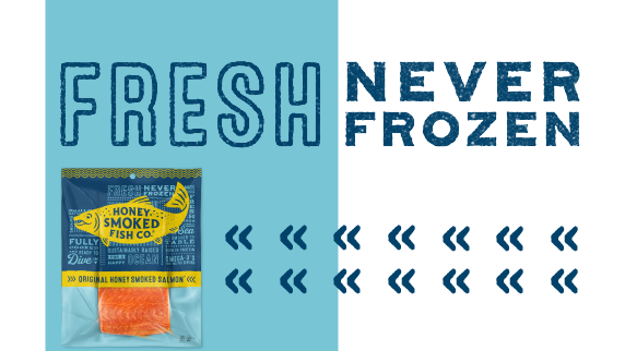 HoneySmokedFish's tweet photo. Fresh, never frozen. It’s on our packaging, our website, and right here in this post. We’ve been creating our Honey Smoked Salmon® that way for almost 26 years. Fresh from Sea, to Smoker, to Table, cause being this consistently delicious takes serious commitment to tradition. https://t.co/lmSCu7N90h