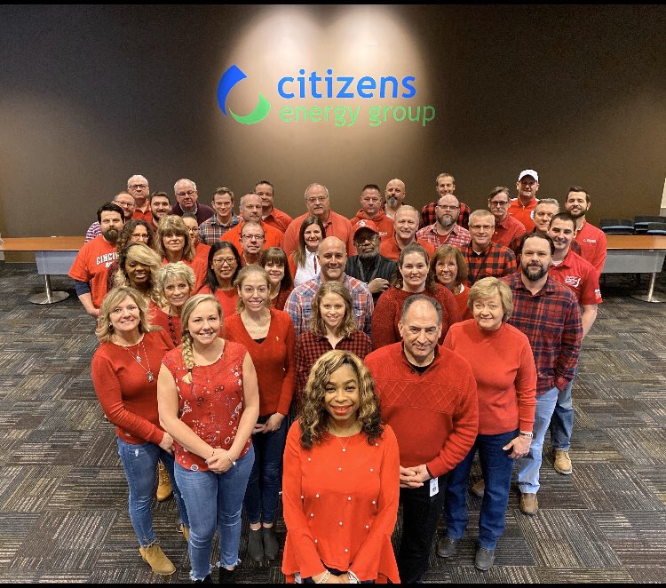 citizensenergy's tweet photo. A group of our employees joined together to share their #GoRedForWomen support! Citizens Energy Group loves #WearRedDay for Indianapolis American Heart Association!

#IndyGoRed
#IndyGoesRed
#WearRedDay https://t.co/XQFXM8HDEE
