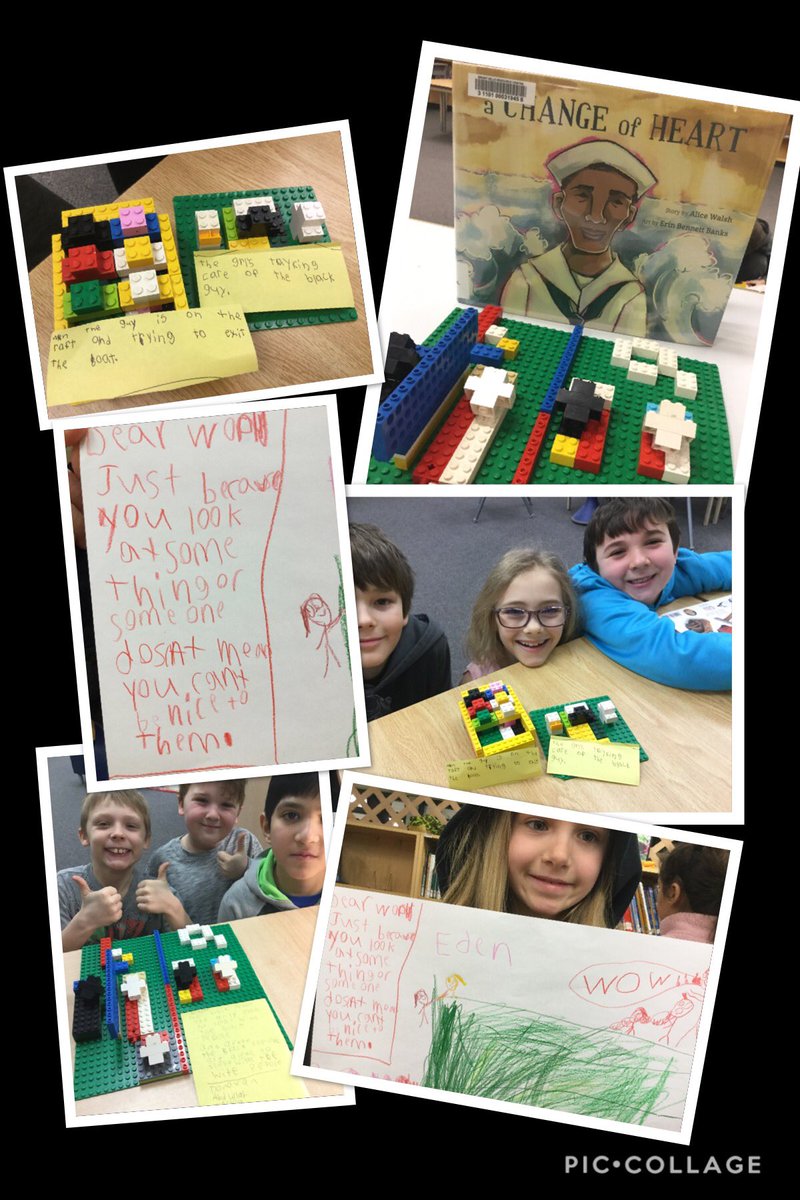 February is Black History Month. Mr. Isowa’s grade 3/4’s had amazing reading responses to “A Change of Heart” by Alice  Walsh.  @BrantHillsPS @HDSBLibraries  @NimbusPub #authenticwriting #lego  #STEAM  #BlackHistoryMonth