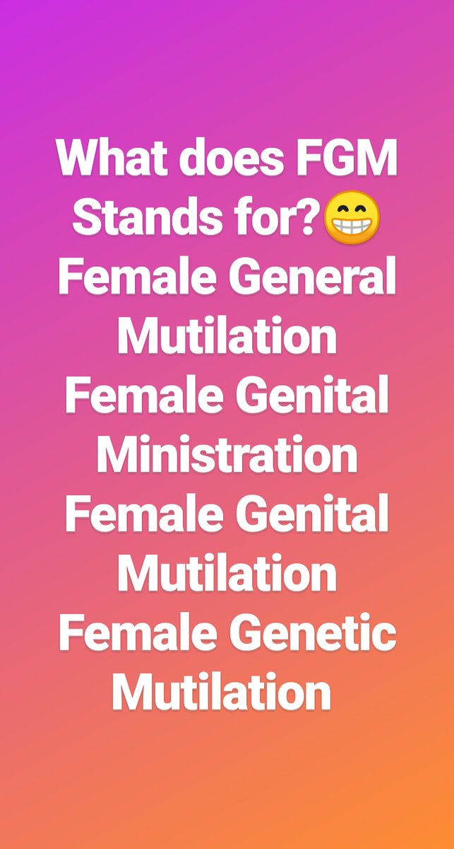 TEST YOUR KNOWLEDGE of FGM👩🏽‍⚕️
QUIZ TIME😊

#endfgm2030 #EndFGMNow #EndFGM #nofgm #ZeroTolerance4FGM #FGM #FemaleGenitalMutilation #feminine #women #WomensHealth