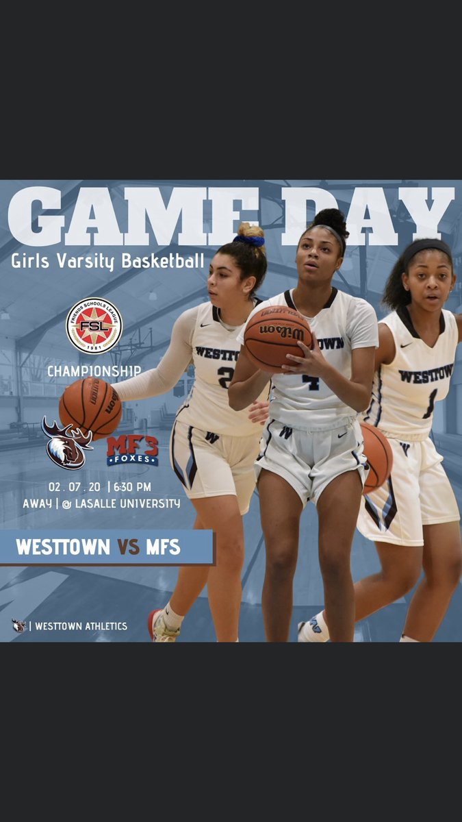 LMeazler's tweet photo. Championship game! Tonight at LaSalle university!  🏀🏆🔥.      Let’s GO girls!  Bring home the GOLD!   🏆🏀❤️#westtown. #letsgomoose! https://t.co/Xy5dI7kVI5