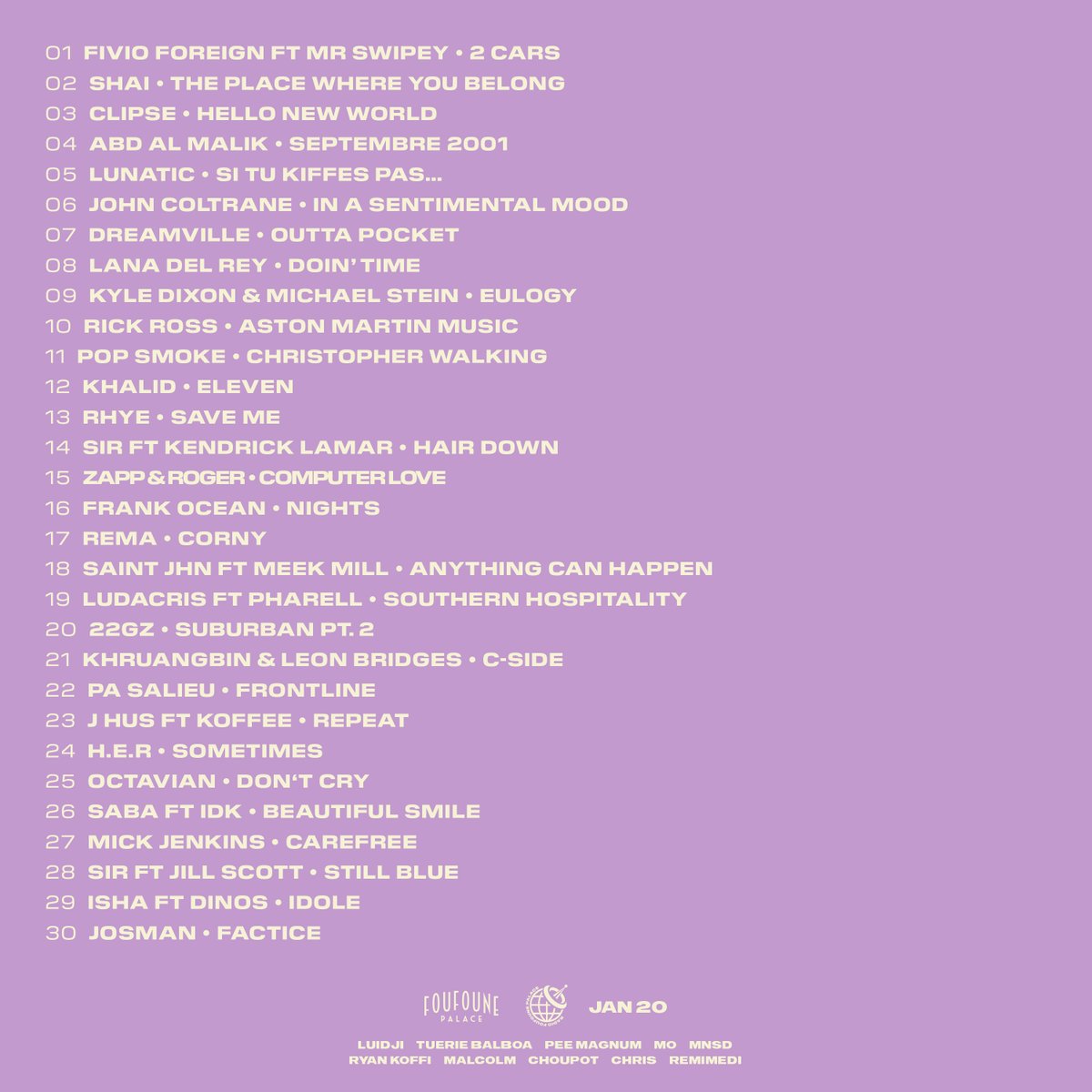 foufounepalace_'s tweet photo. 📡📻 Mise à jour de la playlist inspirée des différents membres du Foufoune Palace. Disponible sur toutes les plateformes de streaming.
#RadioFoufounePalace
#Fev20 https://t.co/wpmcf0gwhB