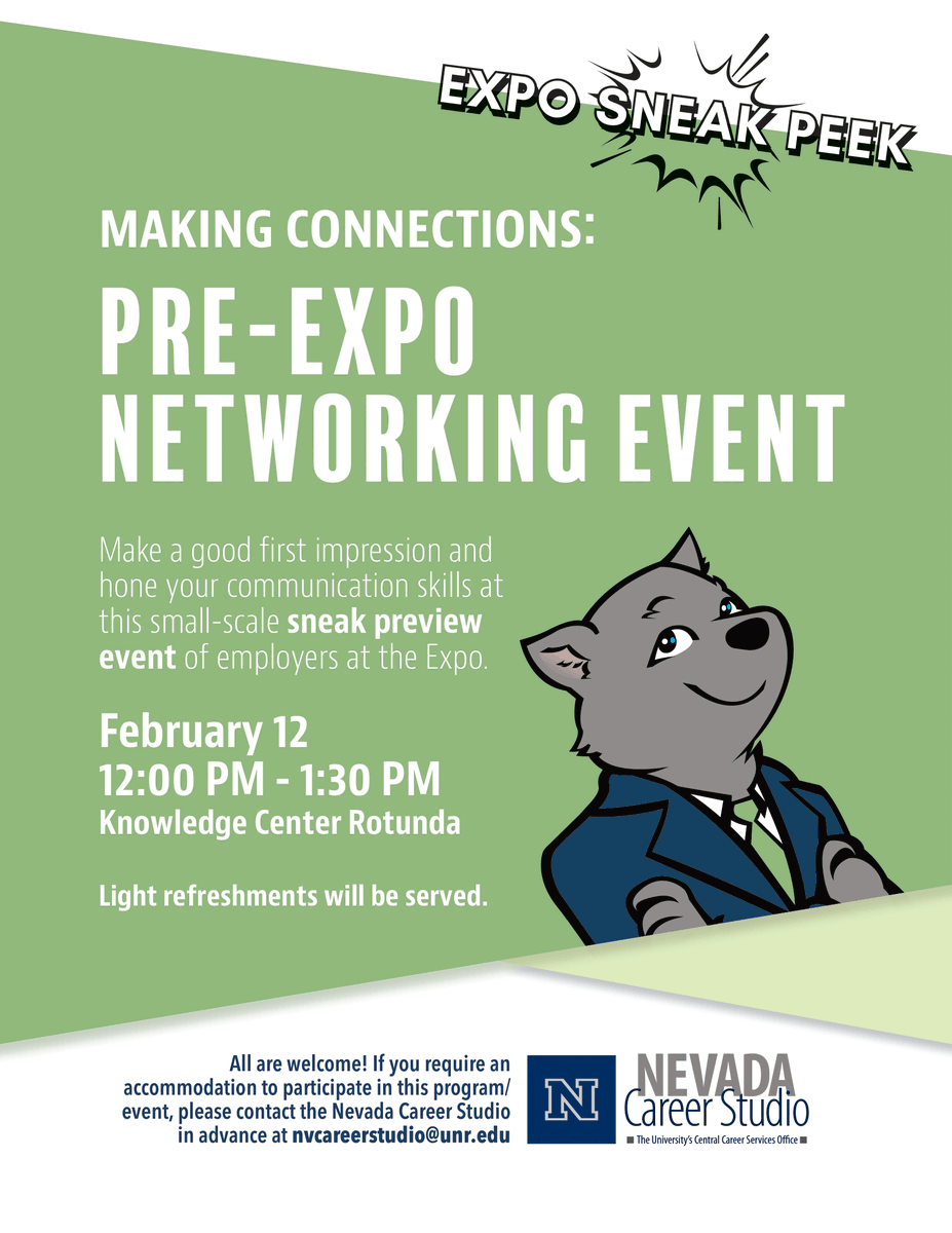 GEARUPUNR's tweet photo. Attention all students!! Are you looking for a summer job? Are you graduating in May? Come to the Spring Career &amp; Internship Expo!! (There will also be a Pre-Expo Networking event for those looking to make good impressions!!) #unr #nvcareerstudio #firstgen #unr #reno #education https://t.co/ymnMr9jrIM
