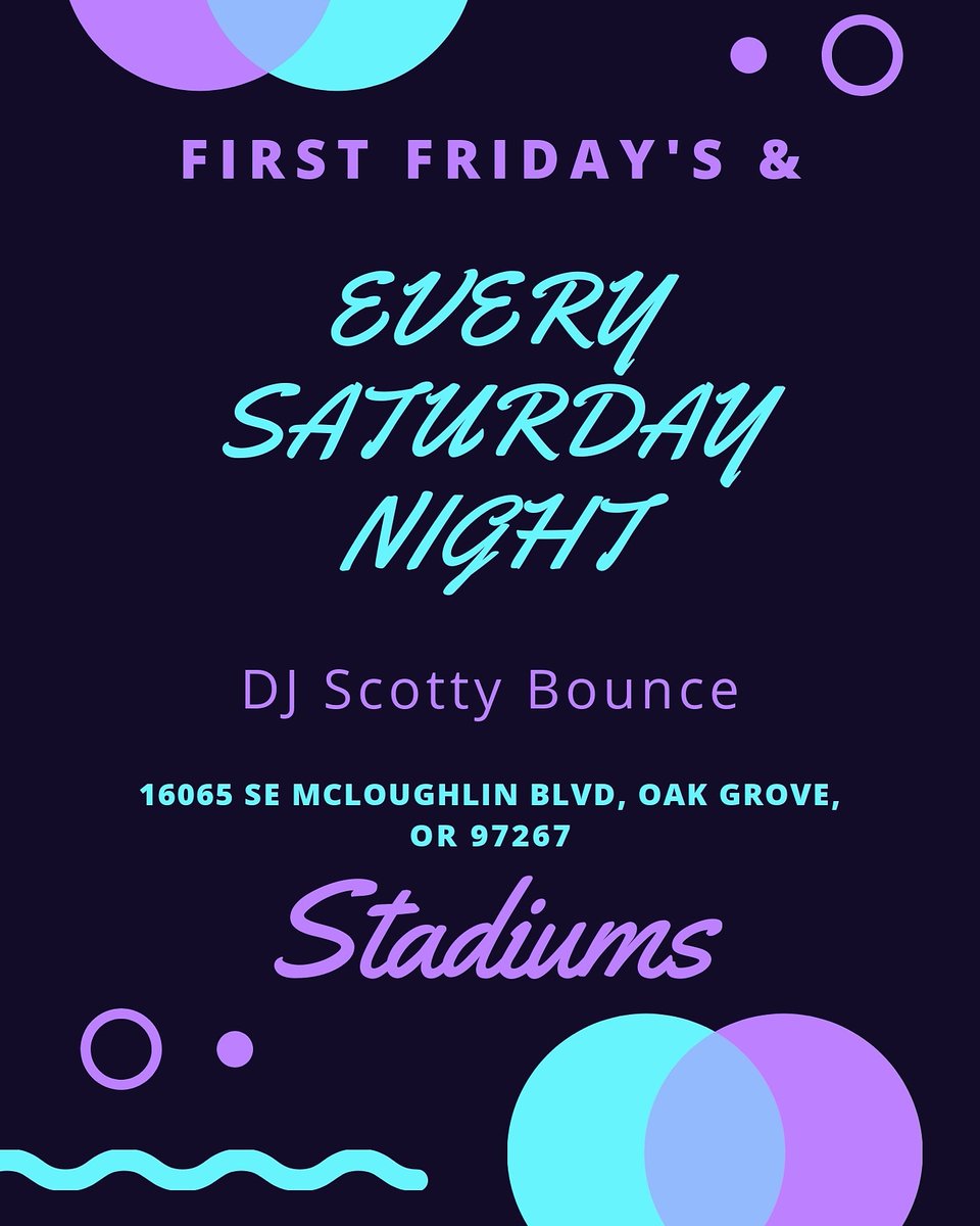 stadiumssportsb's tweet photo. Starting tonight Scotty Bounce will be playing the First Friday of every month &amp; Every Saturday Night at Stadiums. We have a new dance floor, plus upgraded sound &amp; lighting! Stop by this weekend to see what's new at Stadiums!!
#firstfridayspdx #dj #dancemusic https://t.co/M2C4UCW047