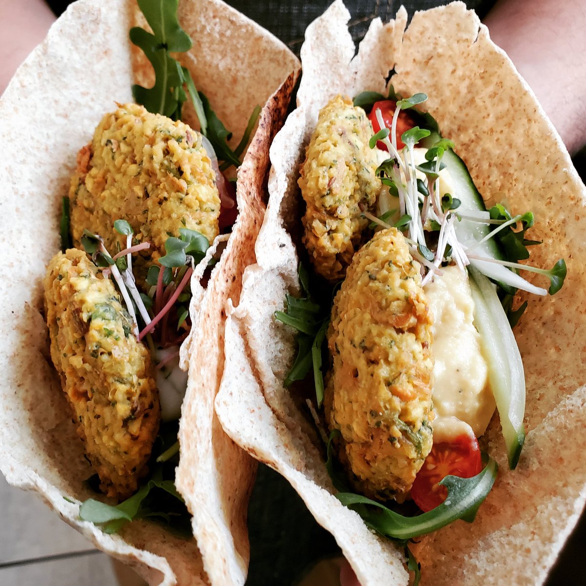 makaeatery's tweet photo. Fresh herb falafels, hummus, tzatziki, micro greens and pita for lunch today #yeglocal #yegfoodie   #healthylunch #yegeats #yeglocal https://t.co/yeJWUGHNKC