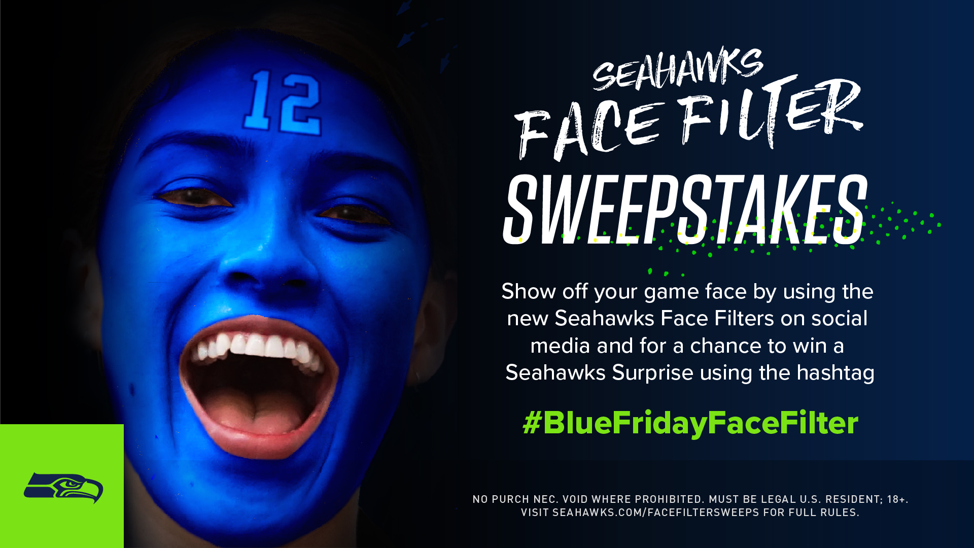 Seattle Seahawks on X: 🗣 Show off your best Blue Friday face! Use the new  Seahawks Face Filters on our mobile app and share using  #BlueFridayFaceFilter for your chance to win a