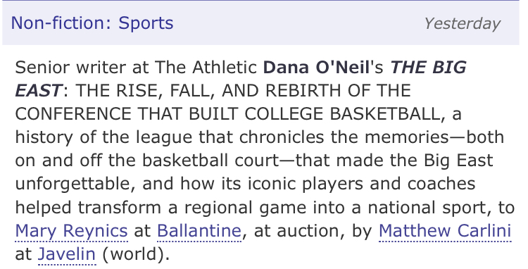 Dana O Neil A Little News And A New Project I M Excited To Announce I M Doing A Book On Bigeastmbb The Moments People And Stories That Have Defined The League Can T