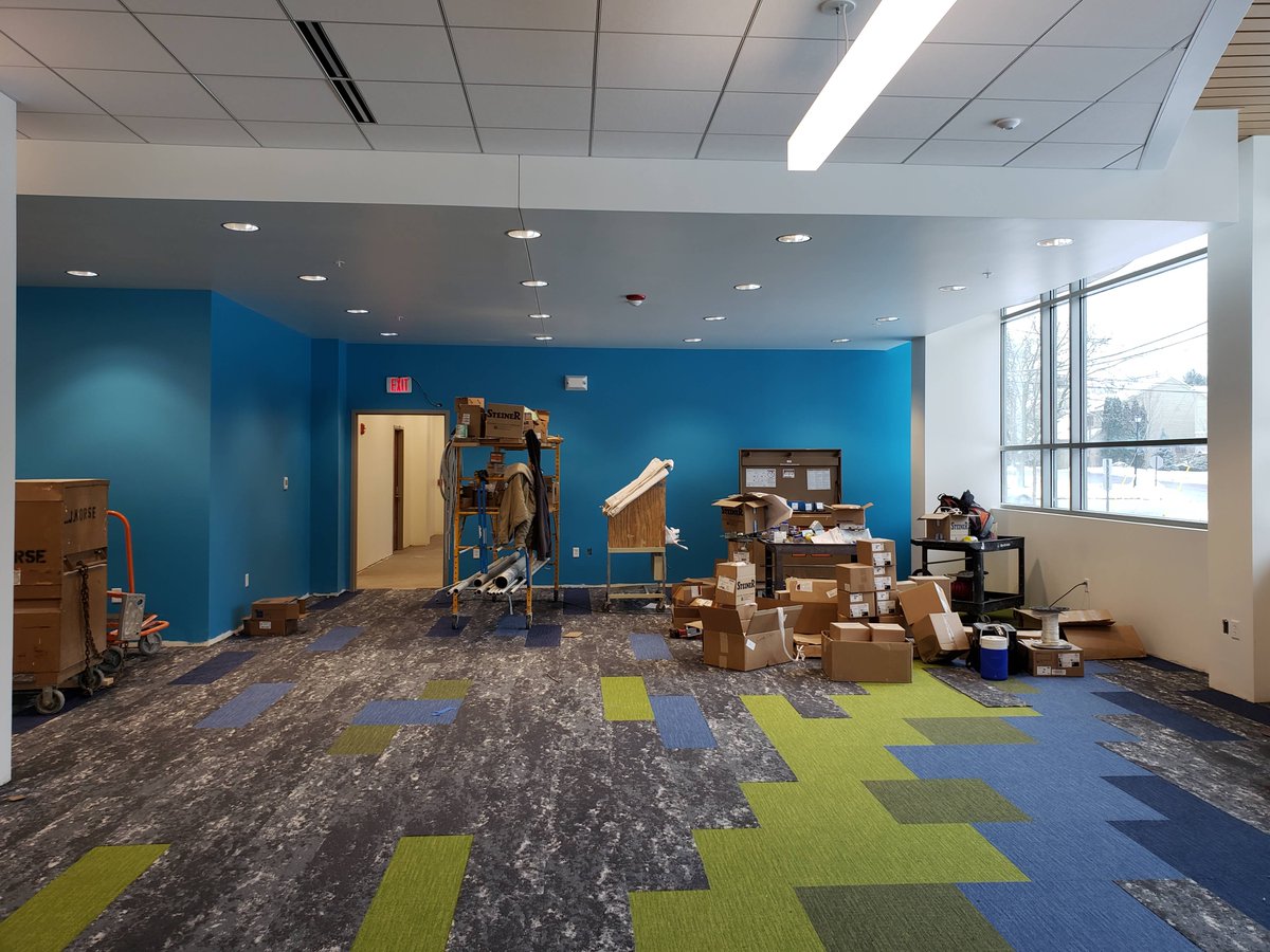 Geneva_Library's tweet photo. A sneak peek into our Kids Landing space in the new @Geneva_Library at 227 S. Seventh St. Children birth-8th grade will have expanded collections and age-appropriate spaces to discover, play, and learn! We hope to complete construction in the spring of 2020.

#GenevaIL https://t.co/b7NojAgKBF