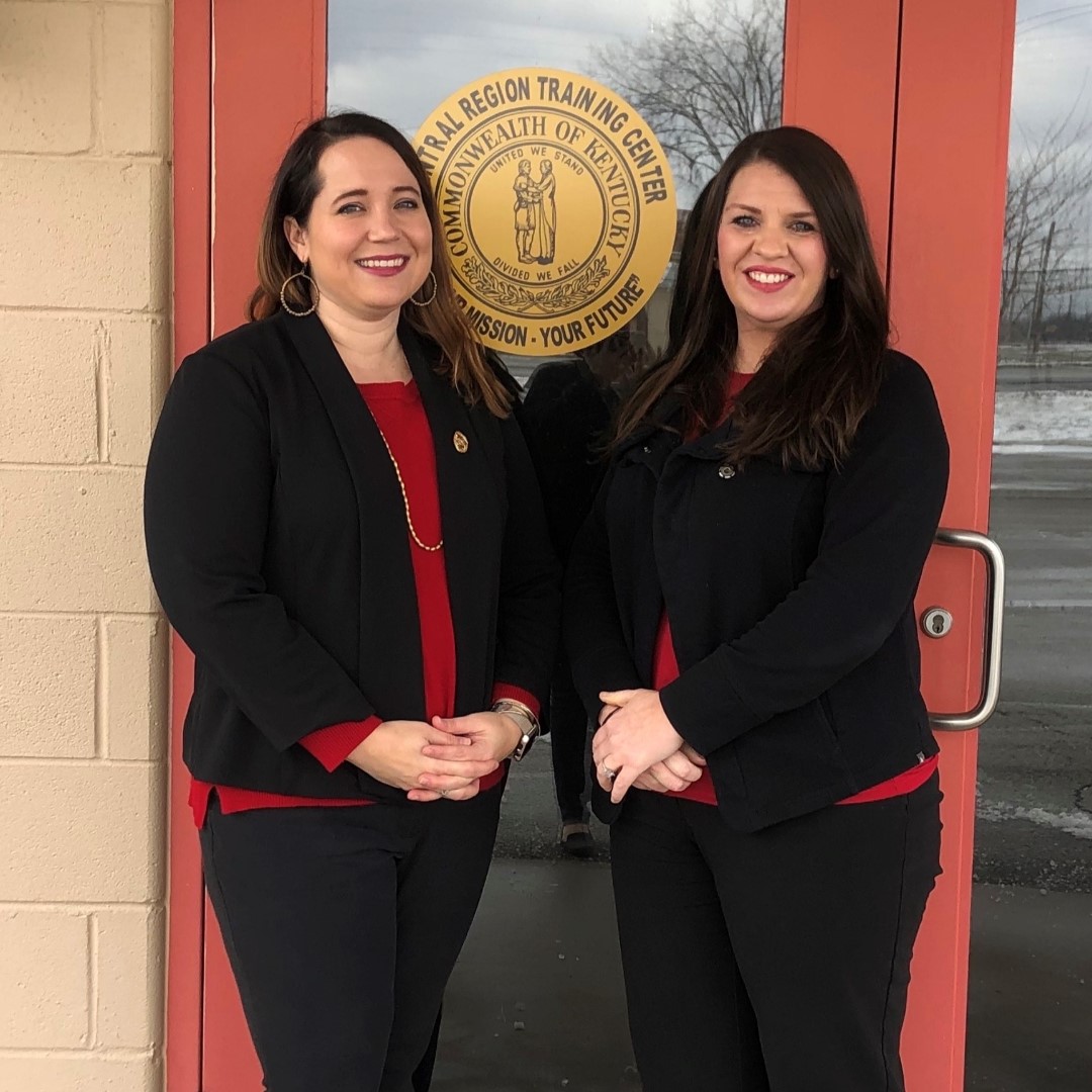 KYCorrections's tweet photo. Probation and Parole Director Erica Hargis and Corrections Training Program Administrator Jessica Johnson showing their support today for women’s heart health at CRTC. #GoRedKY #KYDOC https://t.co/kfpYRk090f