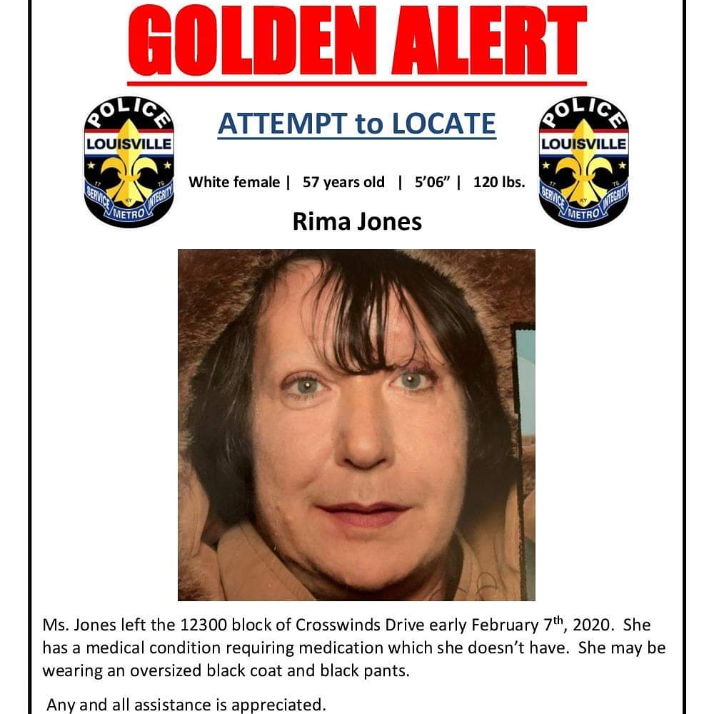 LMPD's tweet photo. If you see Ms. Jones please call 911. #LMPD #GoldenAlert https://t.co/ffSsI0pkuB