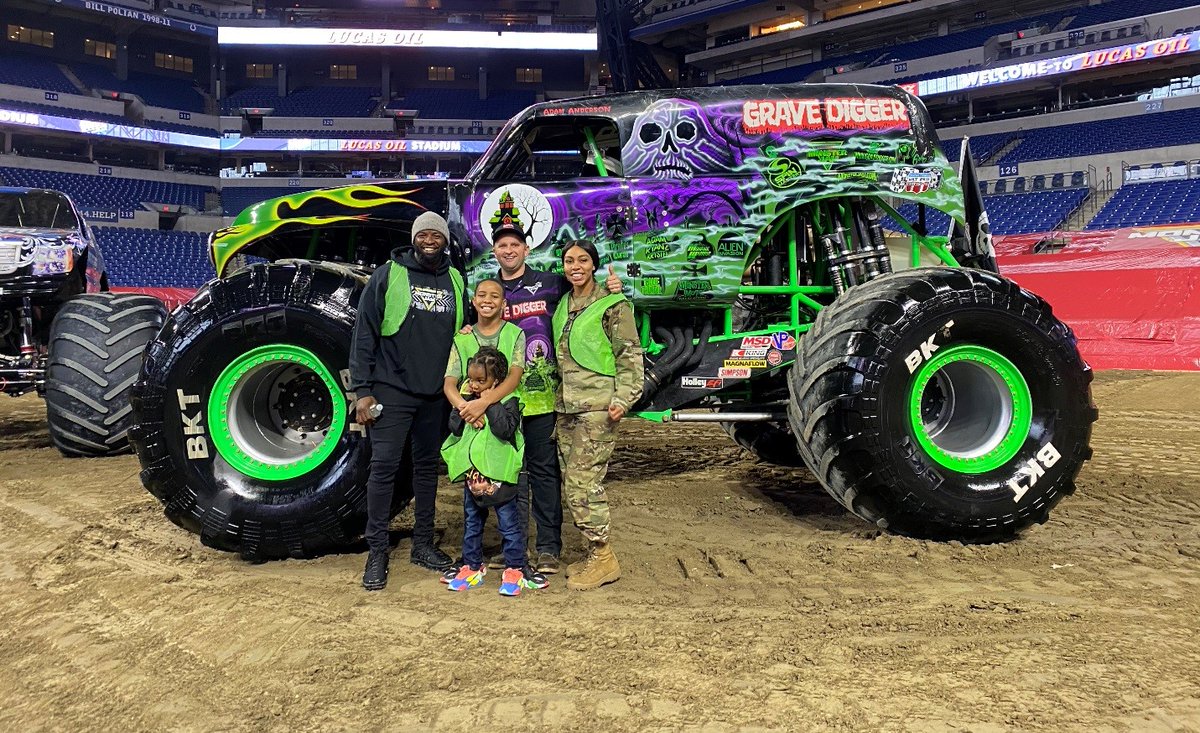 Monster Jam trucks at Lucas Oil Stadium