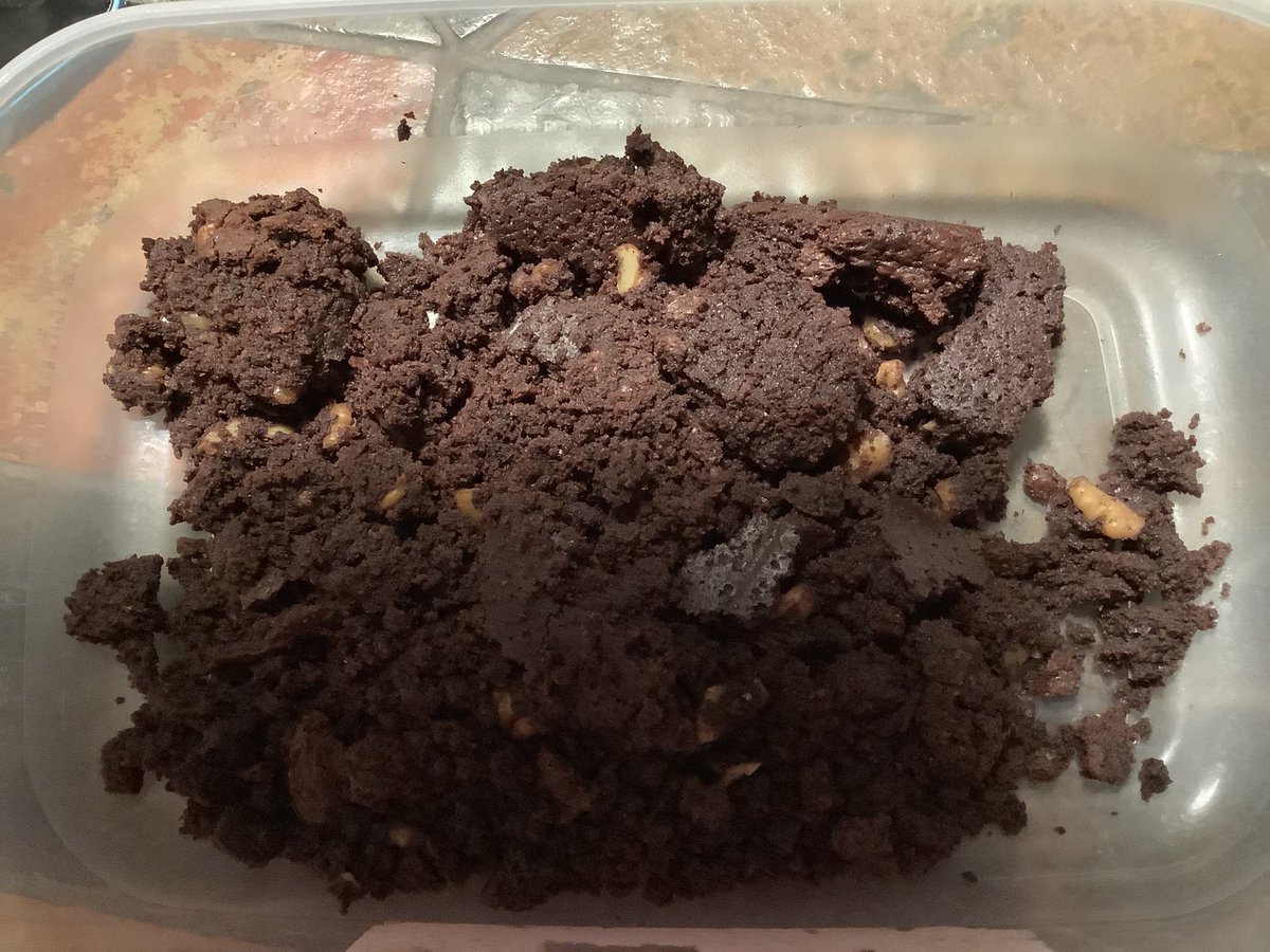RuthHecht's tweet photo. Today I baked chocolate brownies (I know, I know, I’m a domestic goddess) BUT they’ve fallen apart to form a very delicious mound of ‘bits’ ... where I have I gone wrong? #bakinghelp #baking #help https://t.co/0GbX13ltWM
