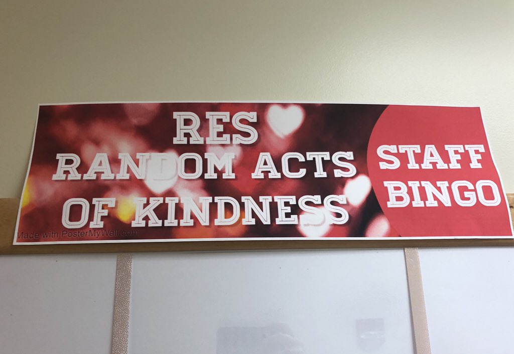 BEAdkinsCoach's tweet photo. So excited to see names being filled in on our Random Acts of Kindness Staff Bingo board! ๐๐@RobbinsRockets #Rocketsigniteandinspire #spreadkindnesslikeconfetti https://t.co/q3FbD09w1x