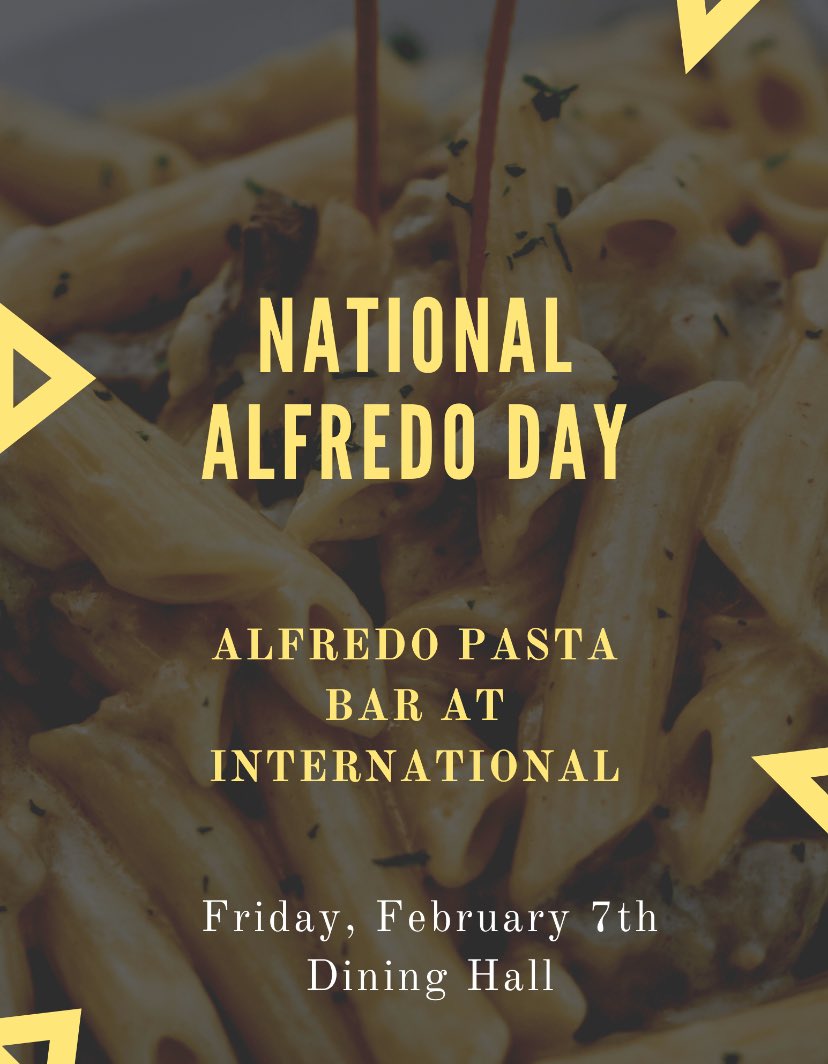 NeumannUDining's tweet image. Happy National Alfredo Day ! Go enjoy a bowl in the dining hall!