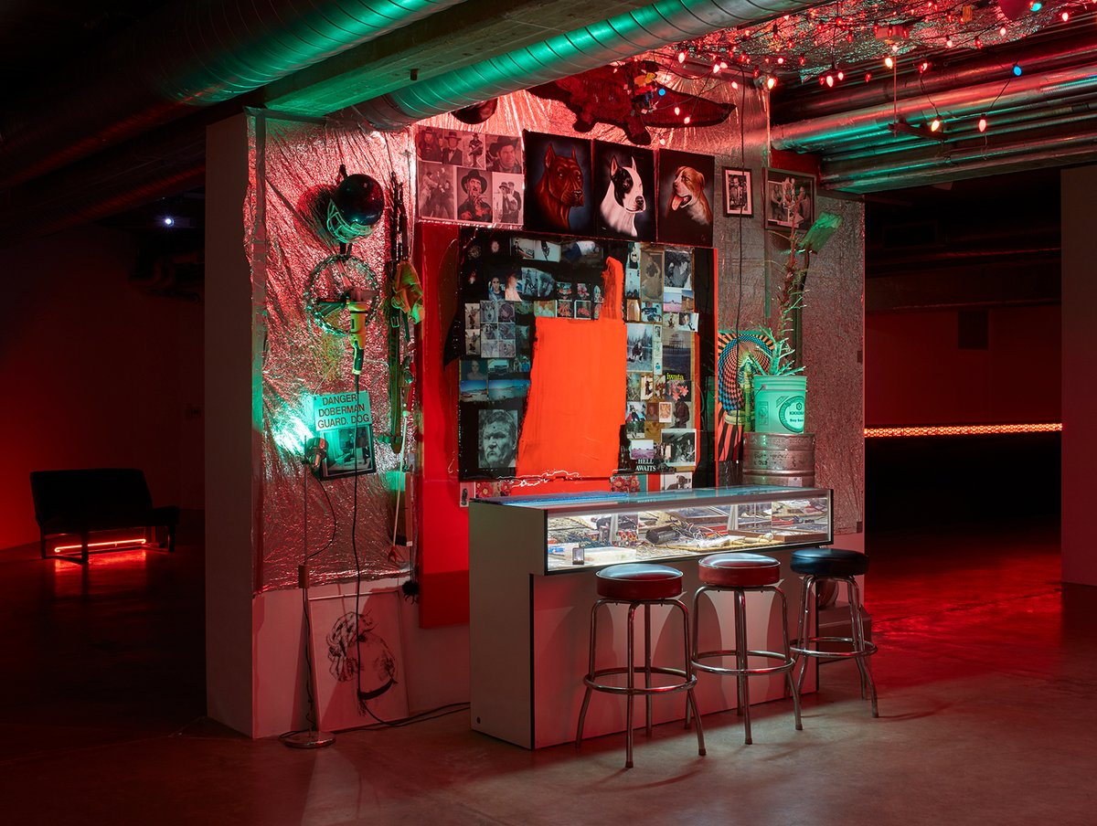 camhouston's tweet photo. There is less than one week remaining to see The Highway Hex at CAMH! Carve out some time to experience #WillBoone’s installation The Melting Cowboy, there's a lot to see! Learn more: https://t.co/63TnVJxnJy

Will Boone, The Melting Cowboy, 2019. MDF, glass, and found objects. https://t.co/1WqnJj8azm