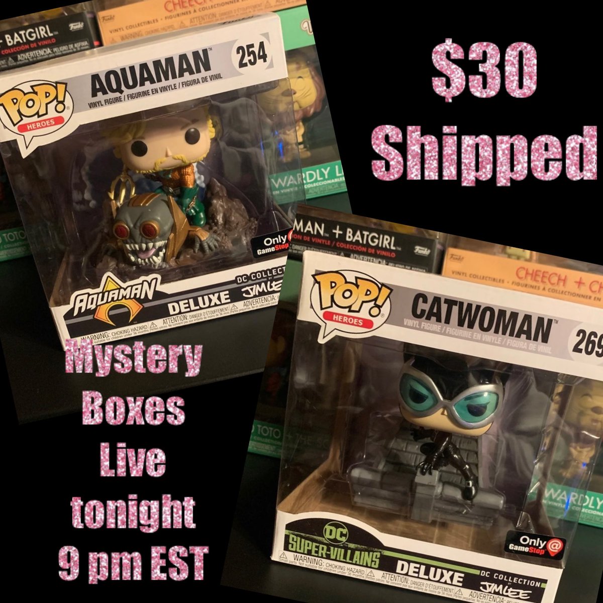 Pop_Paragon's tweet photo. Mystery boxes live tonight at 9 pm EST. $30 shipped. US only. Chance to win a signed Jason Momoa with COA, color rush Tom Brady, Iron man with gauntlet and other exclusives. #funko #funkopop #mysterybox #popmysterybox #signedfunkopop #autographedfunko https://t.co/2XLjGH8kD9