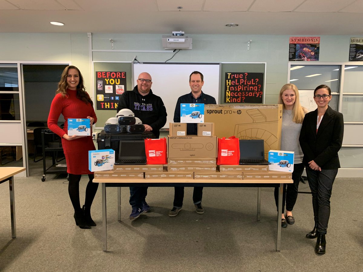 CDWCanada's tweet photo. Congratulations to our #DigitizeYourClassroom winner Jill Barker from Holy Trinity C.S.S in Courtice ON! This year’s prize includes tech from @intel, @Lenovo, @HPCanada, @Microsoft, @SonicWall &amp; @Logitech – worth $30,000! Stay tuned for Digitize 2020 – coming this fall! https://t.co/PqZQJmyFuQ