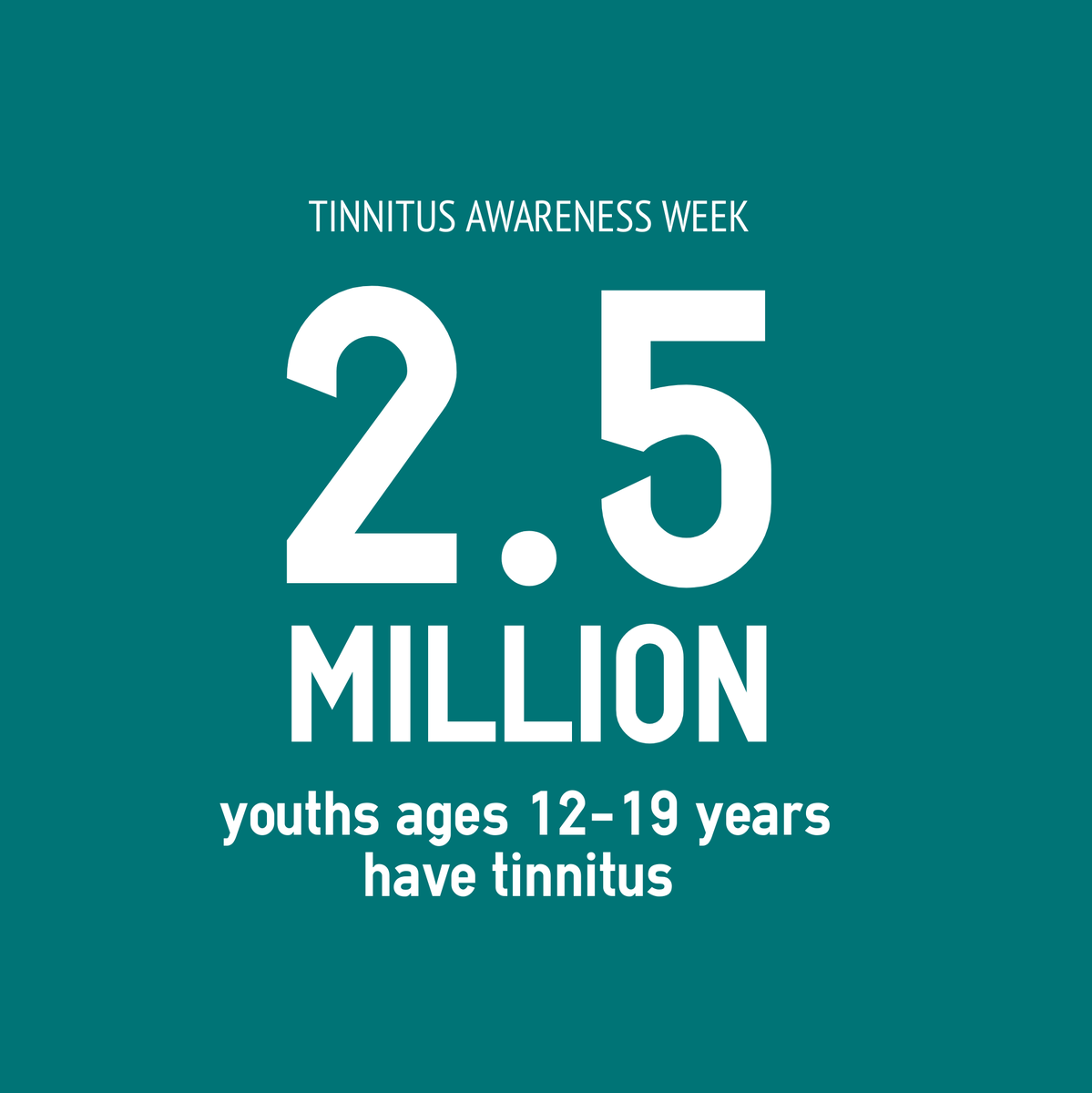 HouseInstitute's tweet photo. Young people ages 12-19, are at risk of tinnitus mostly due to unsafe listening practices. This year, 2.5 million young people ages 12-19 will experience this incurable condition. #TinnitusAwarenessWeek https://t.co/GZjBc0y9Jg