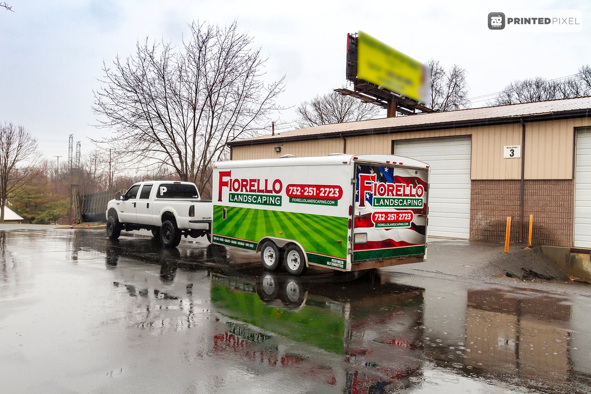 PrintedPixel's tweet photo. Fiorello Landscaping full #vehiclewrap on this enclosed trailer for hauling their equipment from jobsite to jobsite. Printed on @AveryDennison MPI1105 EZ RS with matching DOL1360 laminate. Interested in seeing more? Be sure to checkout https://t.co/EFewosOO25 #printedpixel https://t.co/XprSZiHk0p