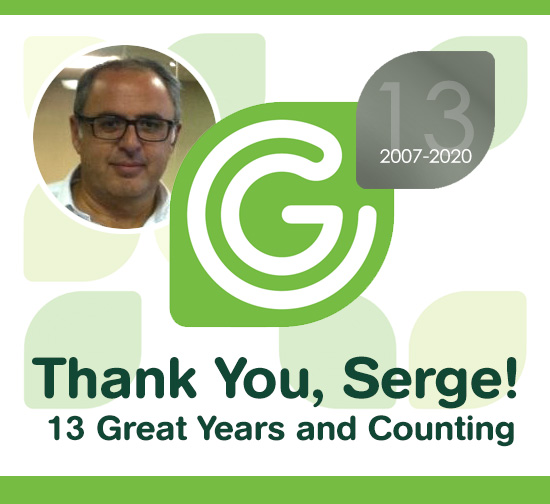 Much gratitude to our valued #NationalSalesDirector Serge Bensimon who has now been with Greenlite for 13 productive years and counting! Thank You, Serge, from all of us on the Greenlite team, and WELL DONE! It's been a pleasure! #gratitude #EmployeeAppreciation #Anniversary