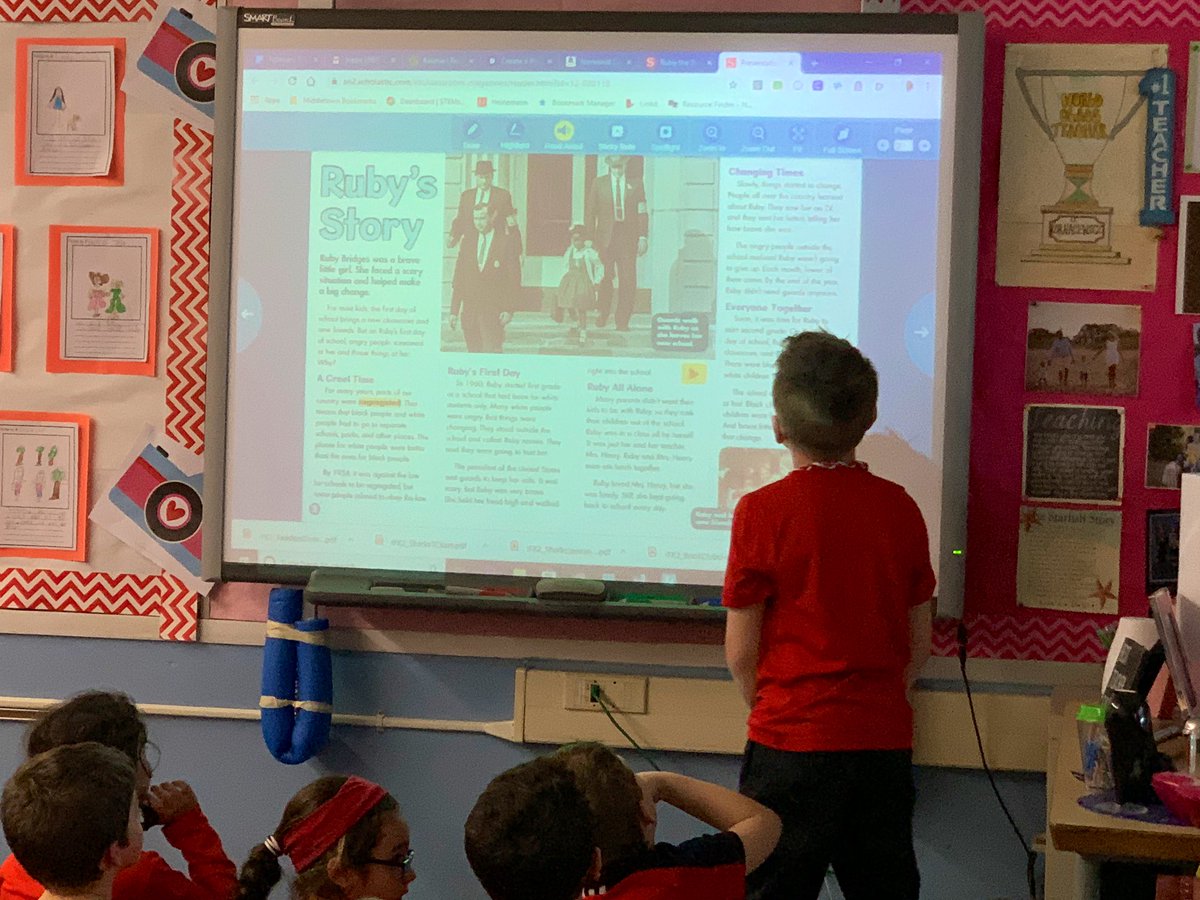 DrGrayMorales's tweet photo. 2nd graders in @JamieClemente class learn about Ruby Bridges by reading/discussing a Scholastic article & playing an interactive game. #MTPSpride #MTPShistory #BHM #BHM2020 @NewMonmouthElem https://t.co/Anakz4G1EQ