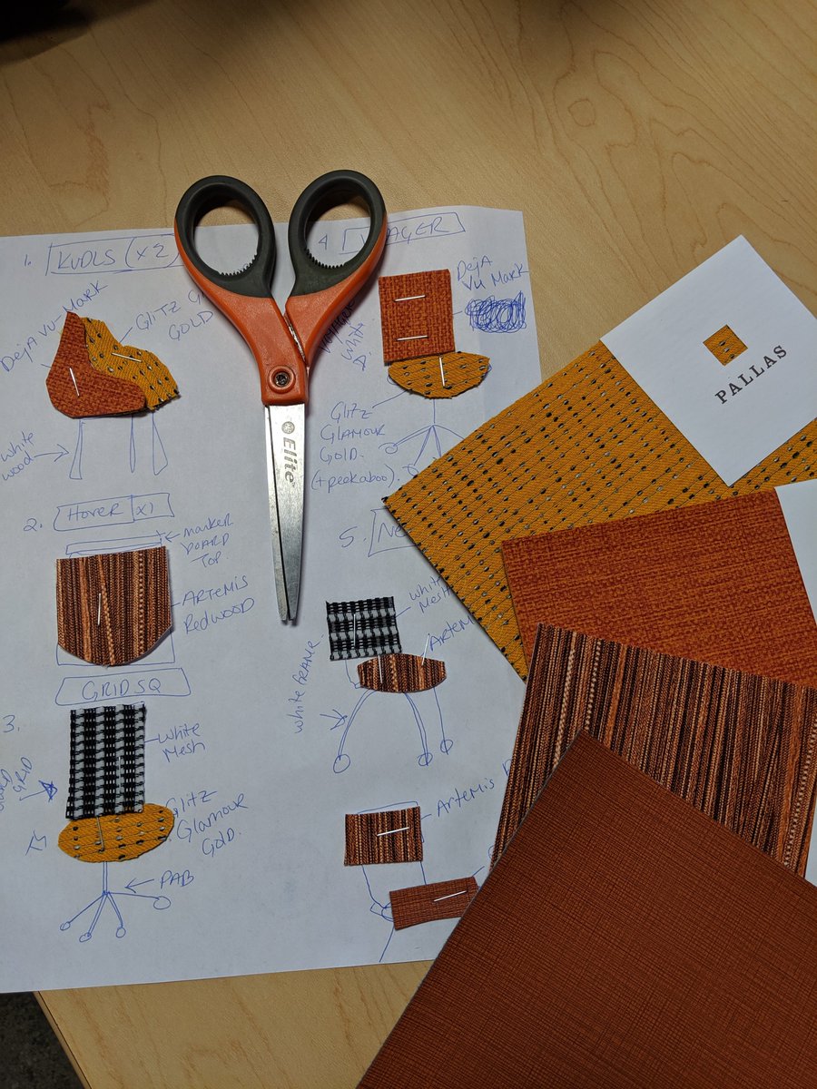 SeatingInc's tweet photo. Having fun selecting from @pallastextiles for our upcoming GSA Fast show in April...and crafting them into our chairs for a first look at the booth! #seatinggoesfast #contractfurniture #GSA #everyseathasastory https://t.co/LVzQelicj6