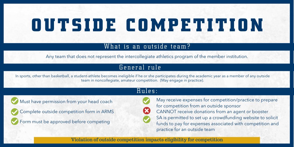 SAs- hold off on signing up for that spring kickball league 🚫

Competing on any outside team during the academic year = selling your eligibility

#HereToHelp #MocsComplyTogether