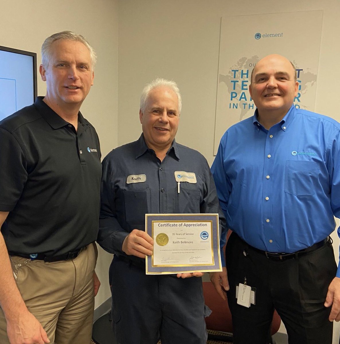 WeAreOneElement's tweet photo. #OneElementWeek Detroit-Westland. Keith B. Celebrating 35 years!! Thank you Keith. https://t.co/69nyo02Yg1