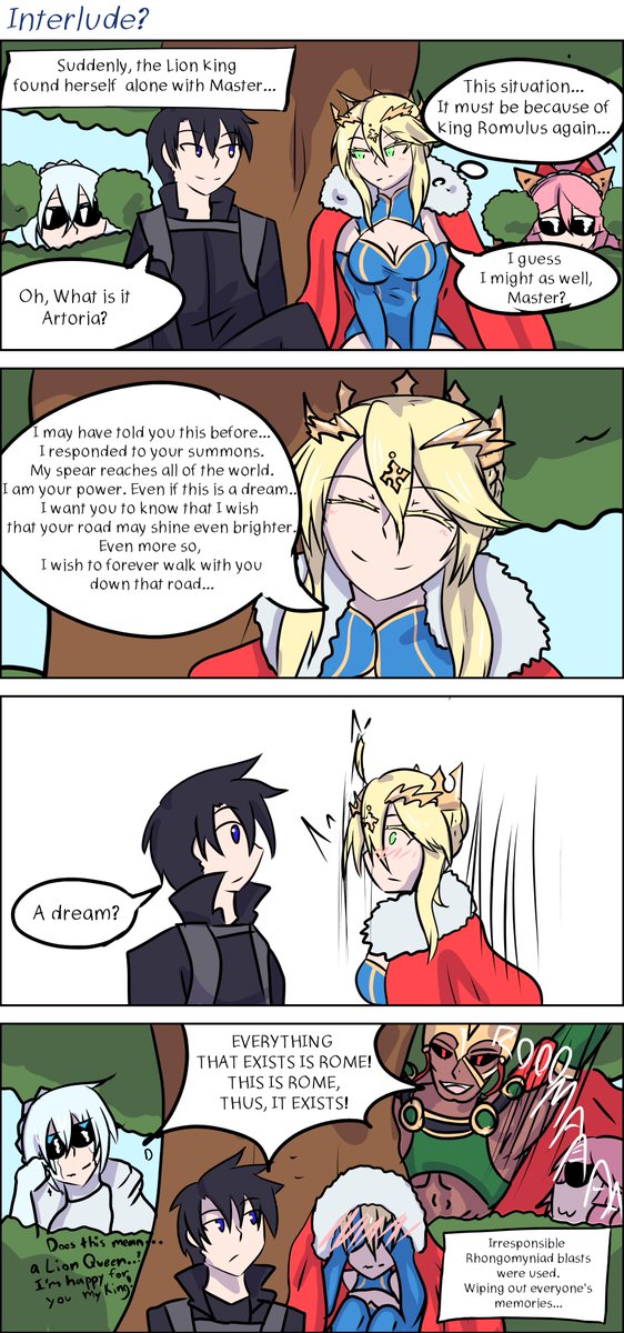 A small continuation of the comics from earlier~
A bit of Valentine's mixed with Lartoria's Interlude

#FGO #FateGO 