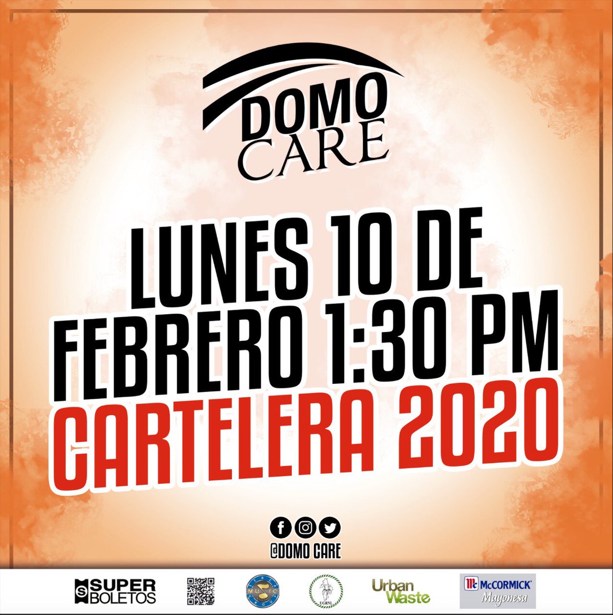 Este lunes 10 de febrero no te pierdas la cartelera 2020 que Domo Care trae para ti. 🎶🤠💃

#DomoCare2020