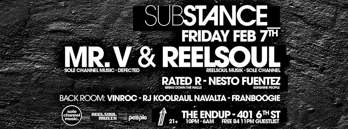 djmrv's tweet photo. TONIGHT in San Francisco.
Join me & @Reelsoul with Rated R & Nesto Fuentez tonight at San Francisco nightclub @theendup
401 6th Street (San Francisco)
Beats begin at 10pm.
We got some proper House Music shit.....
#theendupsf #sanfranciscoparty #housemusic https://t.co/vYmRAD5s28
