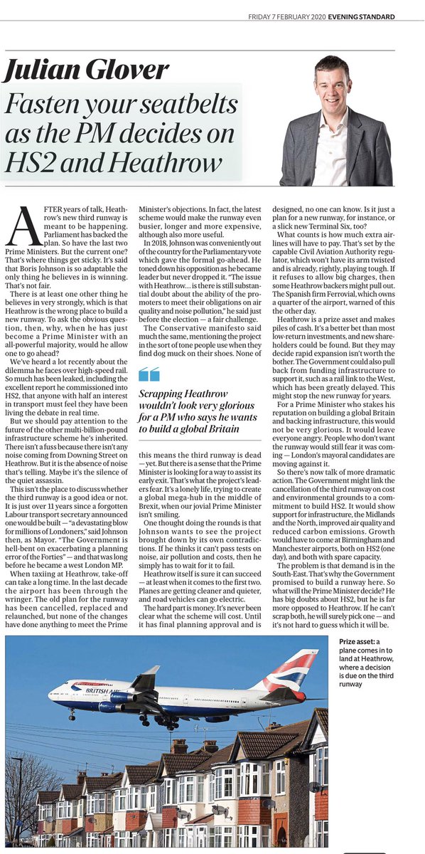 NoR3Coalition's tweet image. Interesting analysis on Heathrow expansion in today’s @standardnews. Whether it is correct will remain to be seen, but a good read nonetheless!