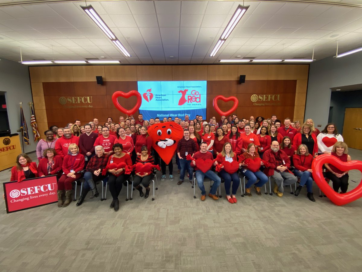 Broadviewfcu's tweet photo. We are wearing red today to support @CRNYHeart and @American_Heart. #WearRedDay #GoRed518 https://t.co/q4RnmuEWnt