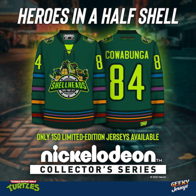 GeekyJerseys's tweet photo. Cowabunga! The newest Geeky Jerseys Collector's Series is here! Only 150 uniquely numbered jerseys available at https://t.co/rDFB1dNEyi
#teenagemutantninjaturtles #tmnt #nickelodeon #shellheads #turtlepower #cowabunga #geekyjerseys #hockeyjersey https://t.co/TEsr7iAyoB