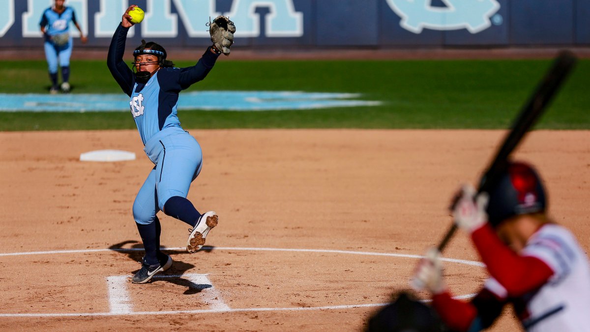 UNCSoftball's tweet photo. B6 | Got 'em! 

Hannah George strands the runner with a pair of strikeouts and groundout. #GoHeels https://t.co/Zza7WD6kSF