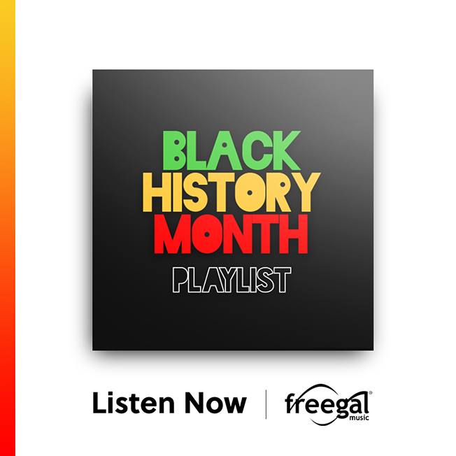 a graphic showing the words Black History Month Playlist