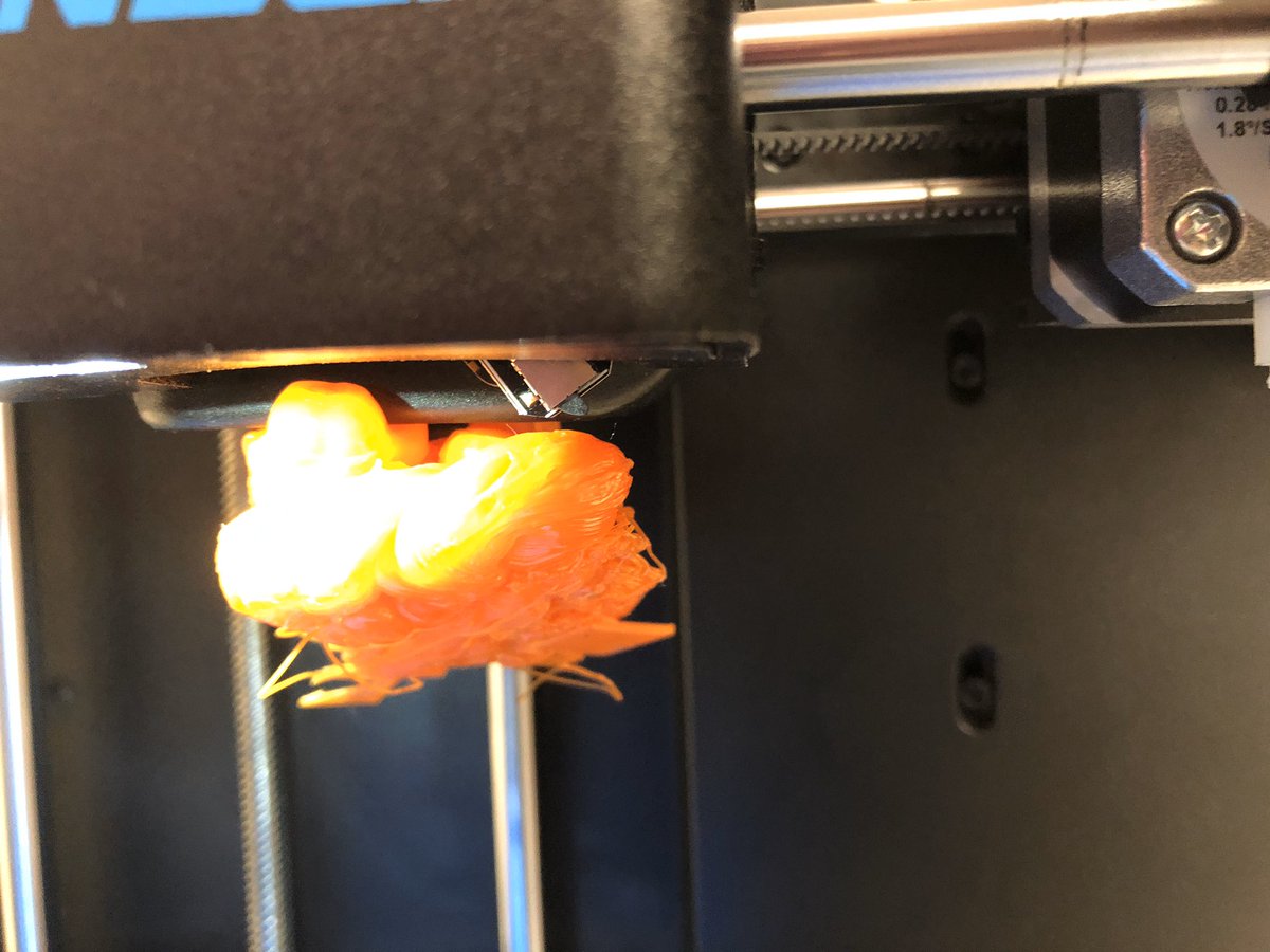 lauribrady's tweet photo. Rough day in the #3DPrinting world. Not sure this extruder is going to make it... #AttackoftheBlob #epicjams #doesanyonesmellburningplastic #persistence https://t.co/cKKNpyuoQ9