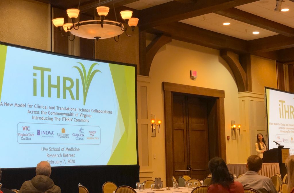 kmcmanusMD's tweet photo. .@kj4VA & @uvadatascience’s Don Brown presenting #iTHRIV highlights at the @MedicineUVA Research Retreat- @thriv_i overarching goal: using data to improve health https://t.co/TYf7EYXM2J