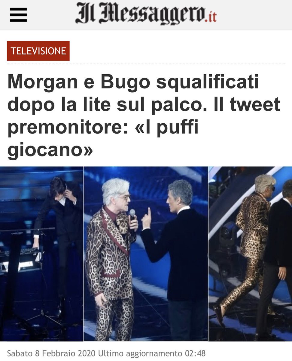 Giganteggiamo insieme con questa chicca a noi segnalata da @EnzoNava97: Tv Sorrisi e Canzoni di settimana scorsa. 

'#Bugo e #Morgan, siamo nati per duettare insieme'

#nonrassegna #nonSanremo #Sanremo2020